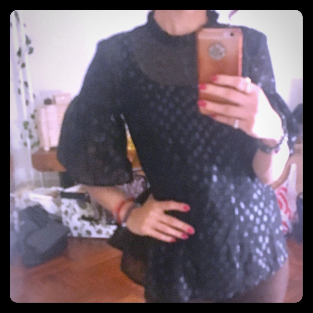 Black sheer top butterfly sleeves